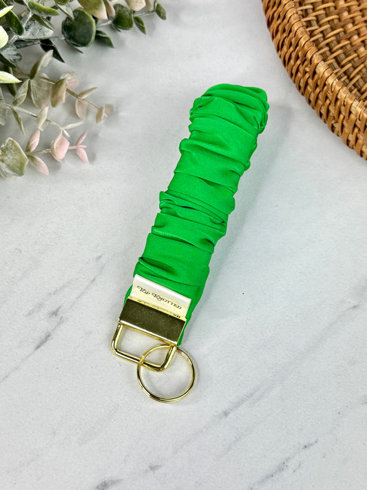 Pickle Green Satin Scrunchie Wristlet