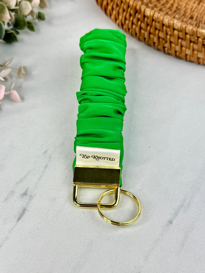 Pickle Green Satin Scrunchie Wristlet
