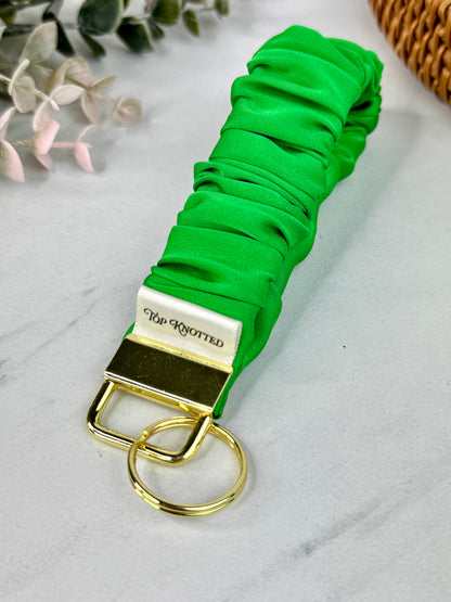 Pickle Green Satin Scrunchie Wristlet