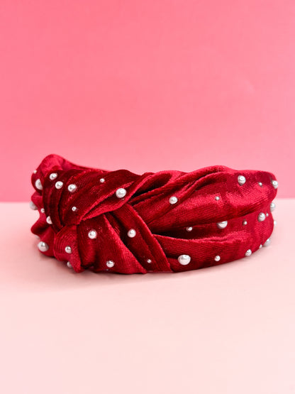 Red Velvet Pearl | Knotted Headband