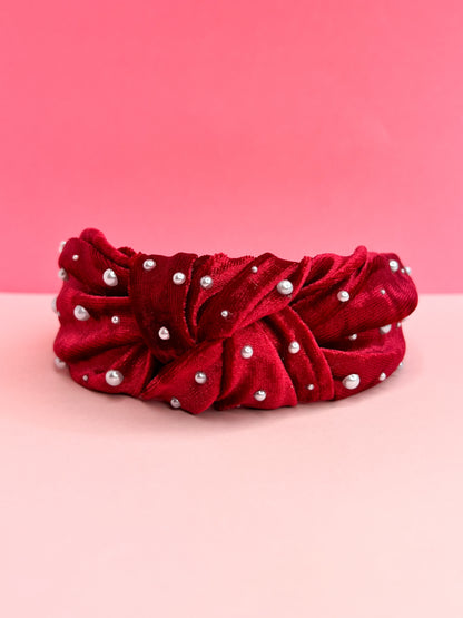 Red Velvet Pearl | Knotted Headband