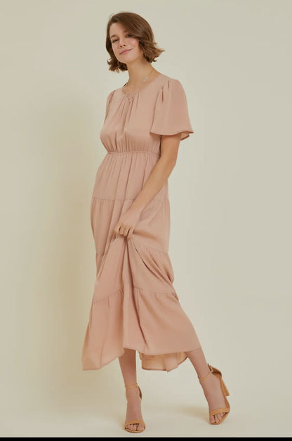 Sweet Sophistication Midi Tiered Ruffle Dress