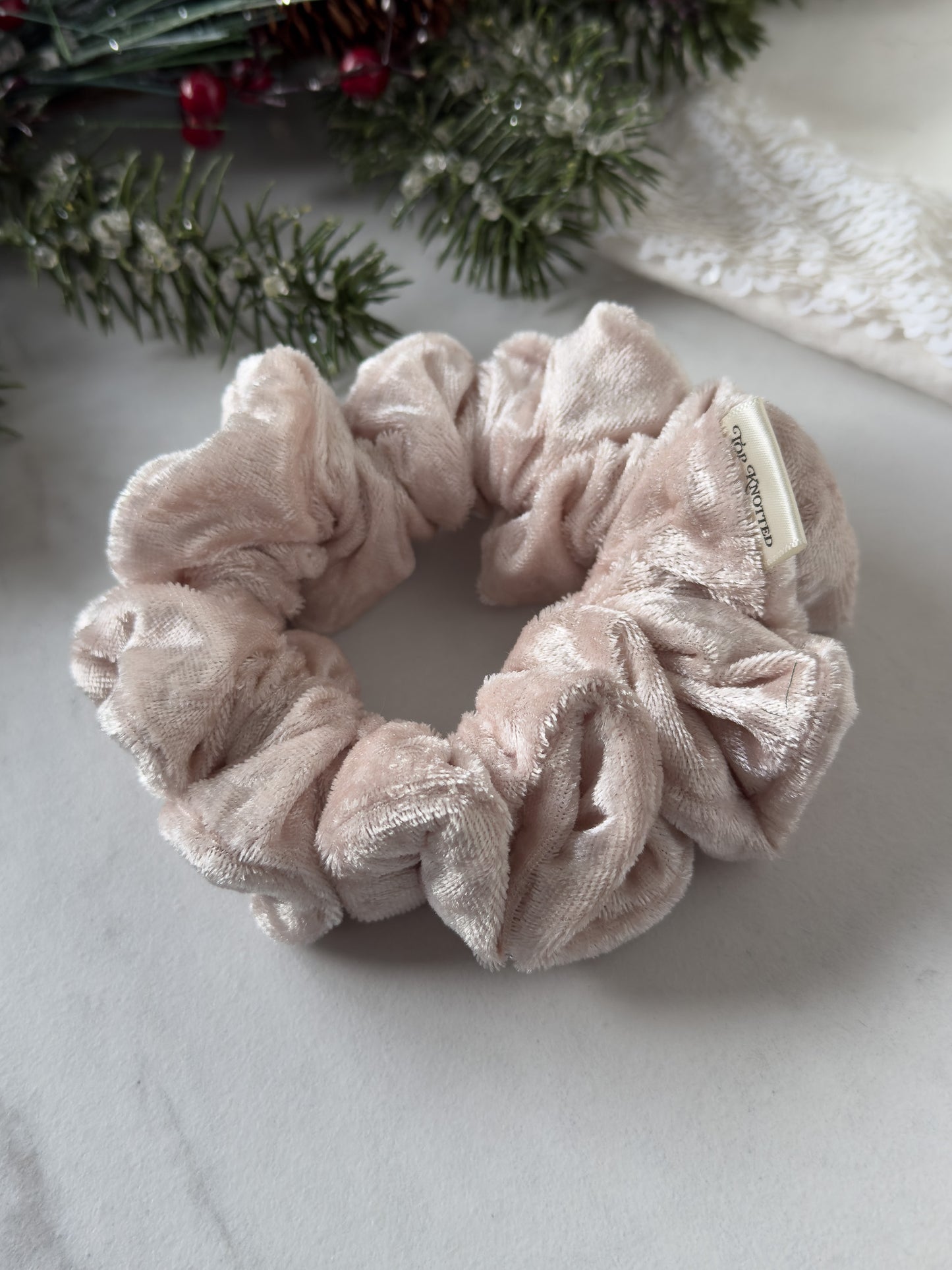 Champagne Velvet Scrunchie