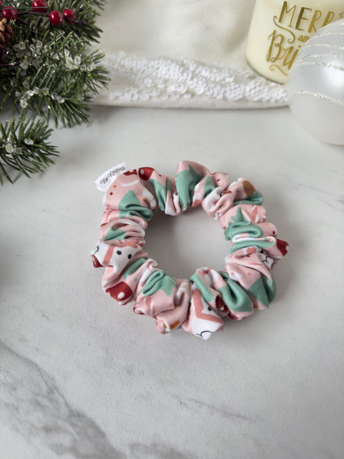 Pink Gingerbread Dreams Scrunchie