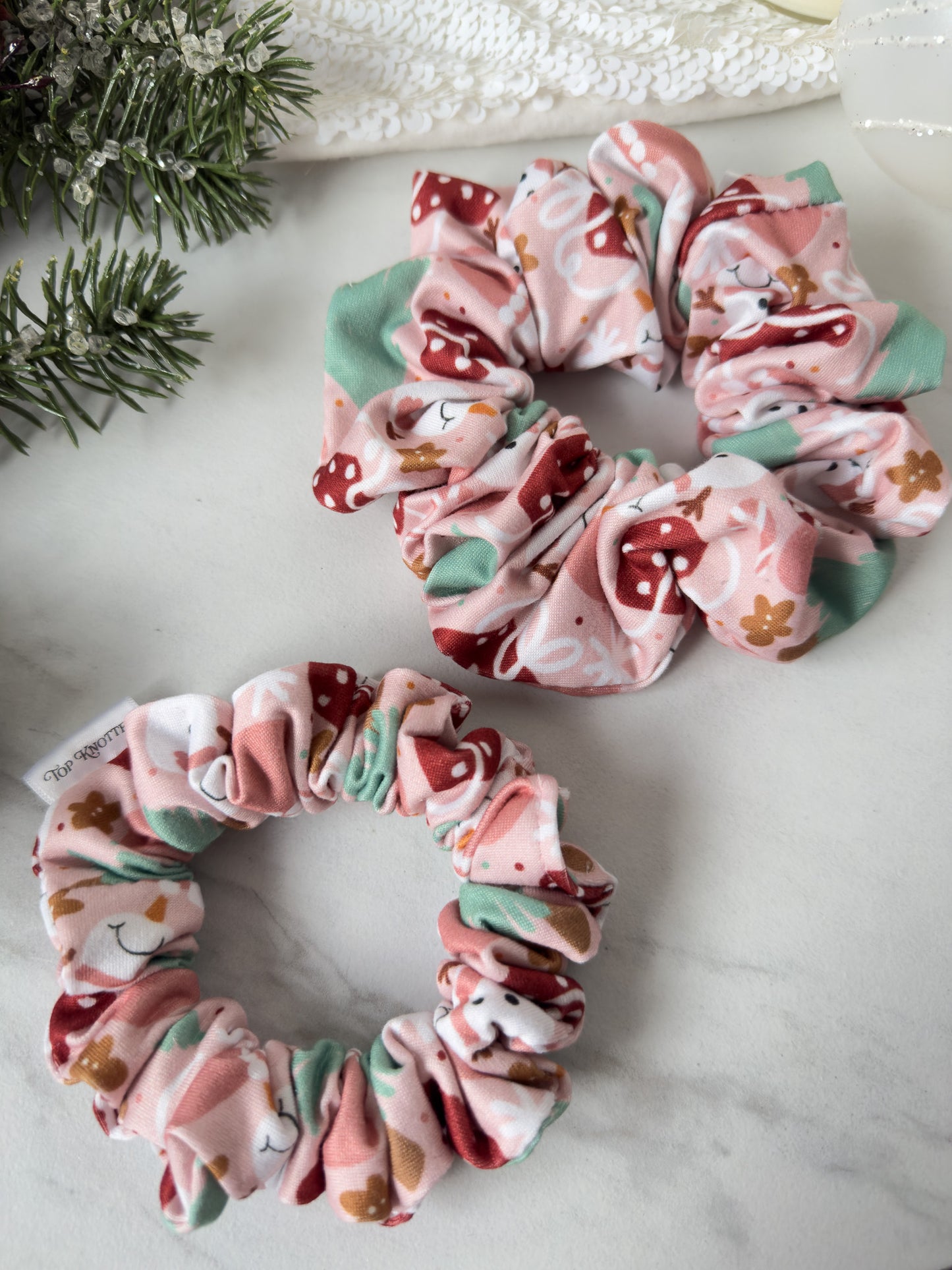 Pink Gingerbread Dreams Scrunchie
