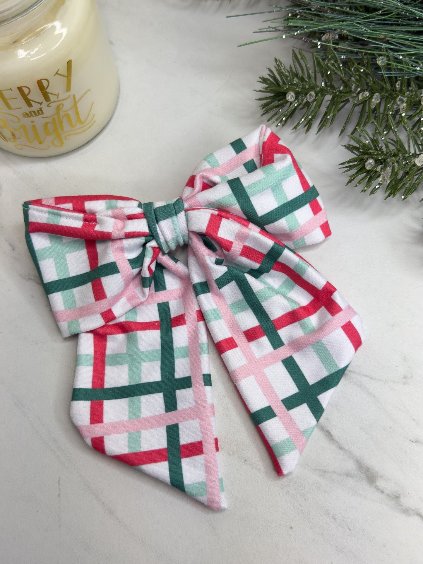 Wavy Winter Plaid Bow Clip