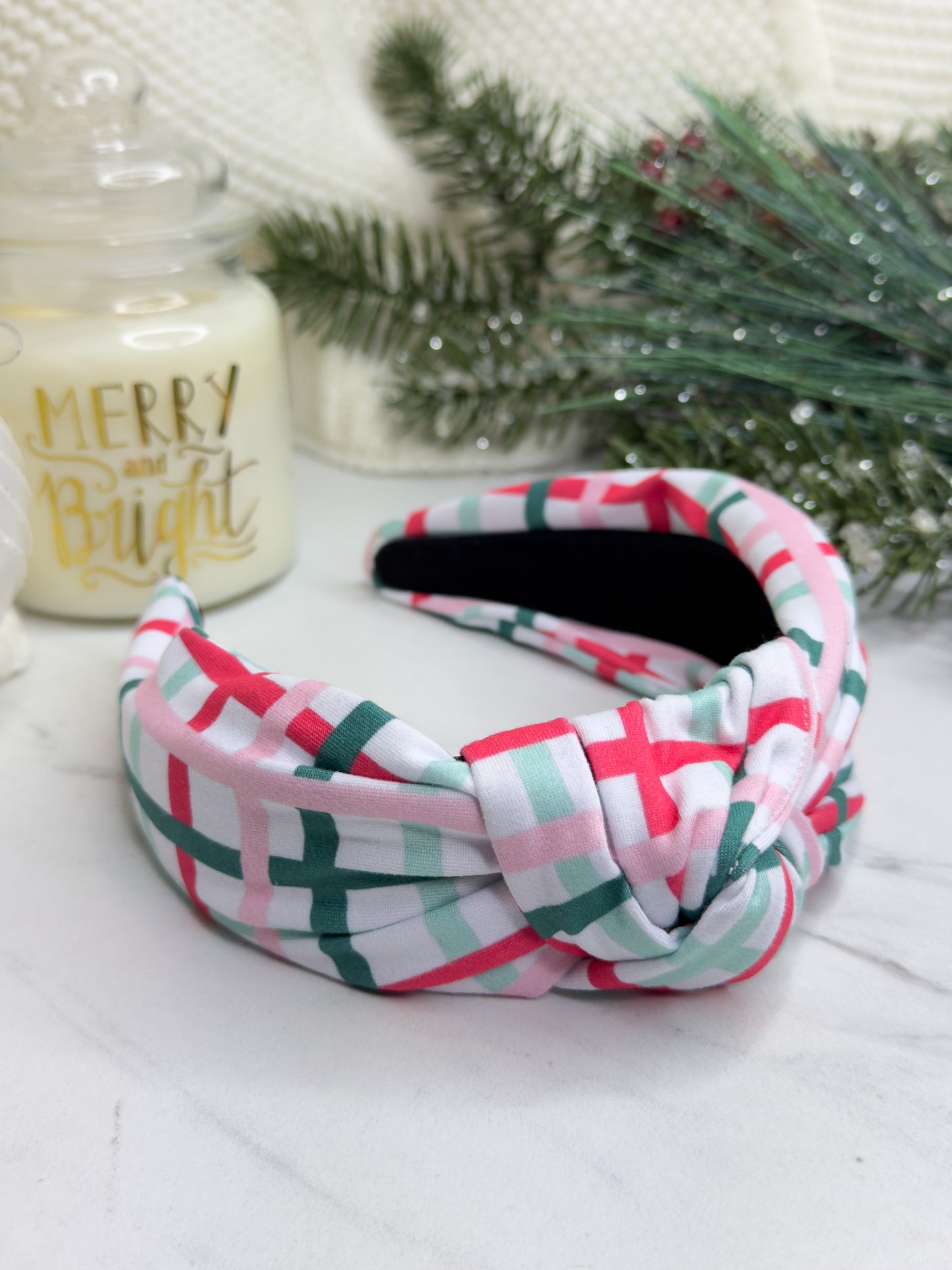 Wavy Winter Plaid Knotted Headband