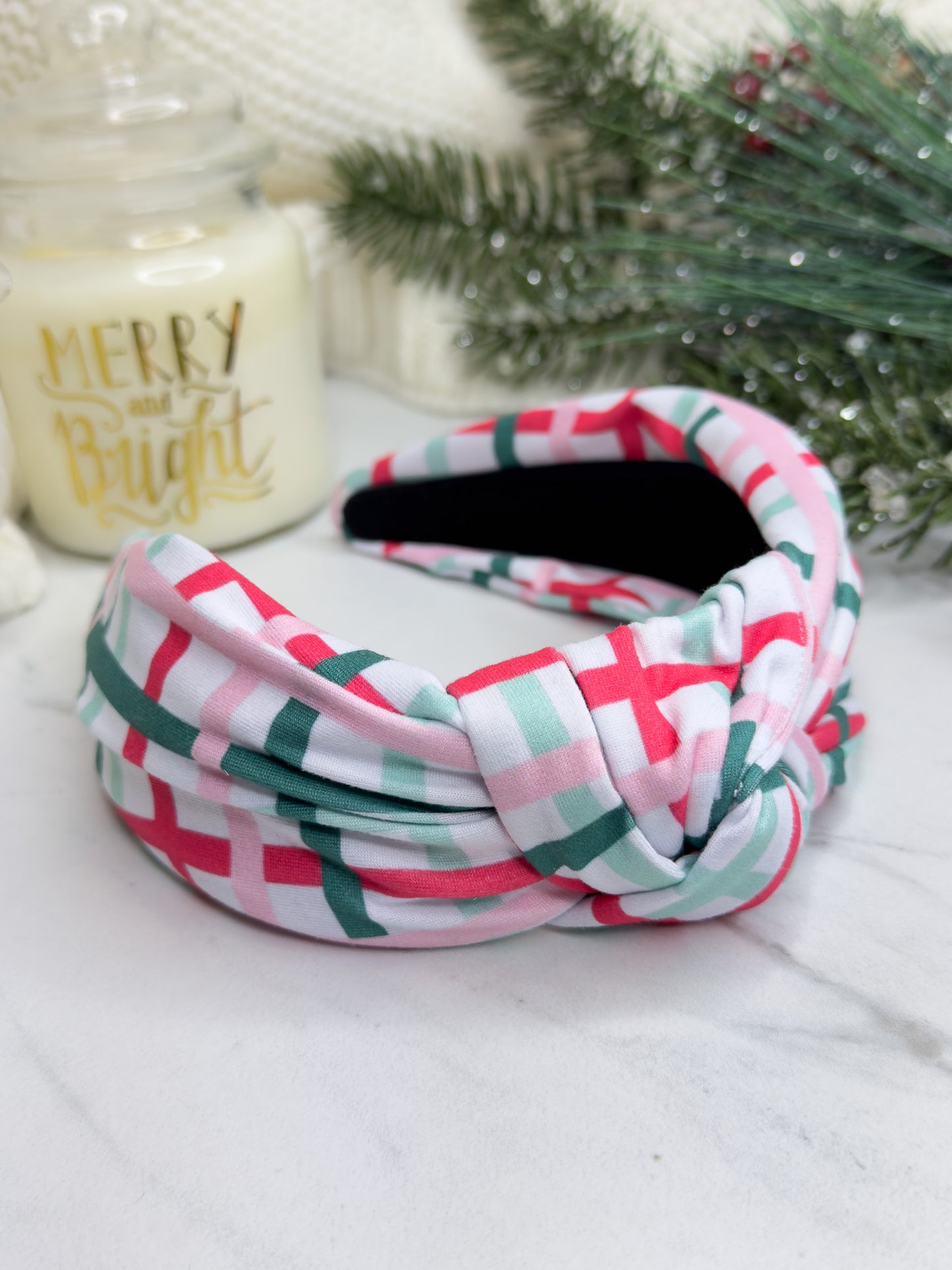 Wavy Winter Plaid Knotted Headband