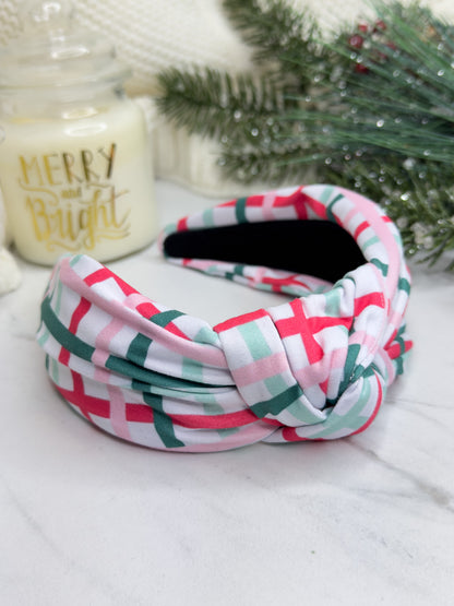 Wavy Winter Plaid Knotted Headband