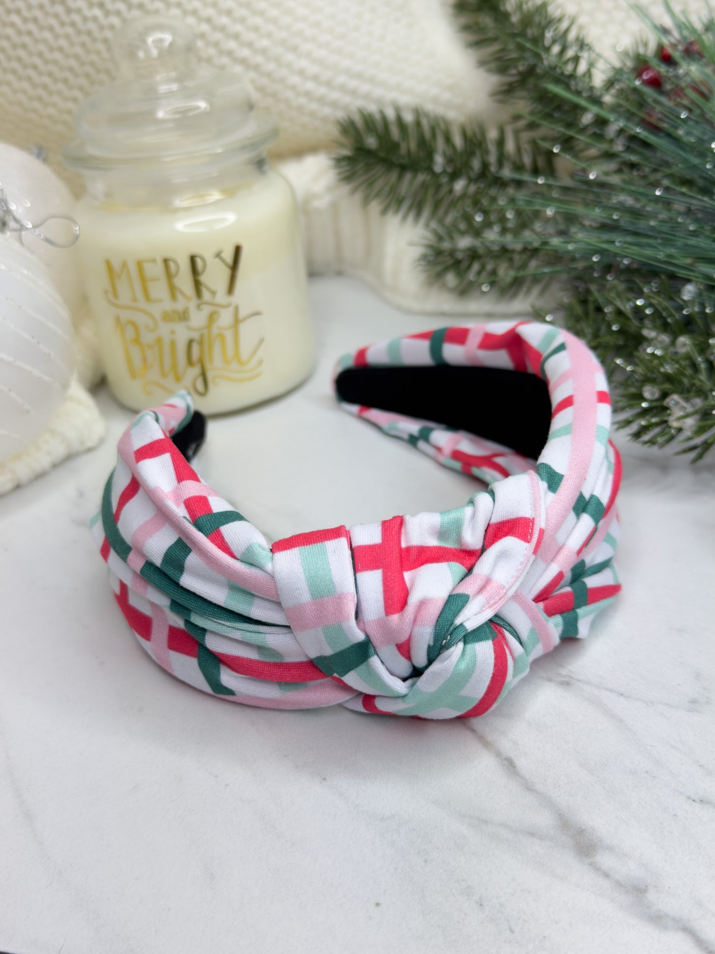 Wavy Winter Plaid Knotted Headband