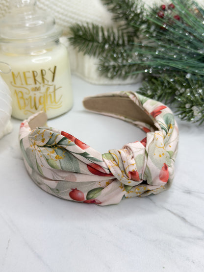 Cranberry Holly Knotted Headband