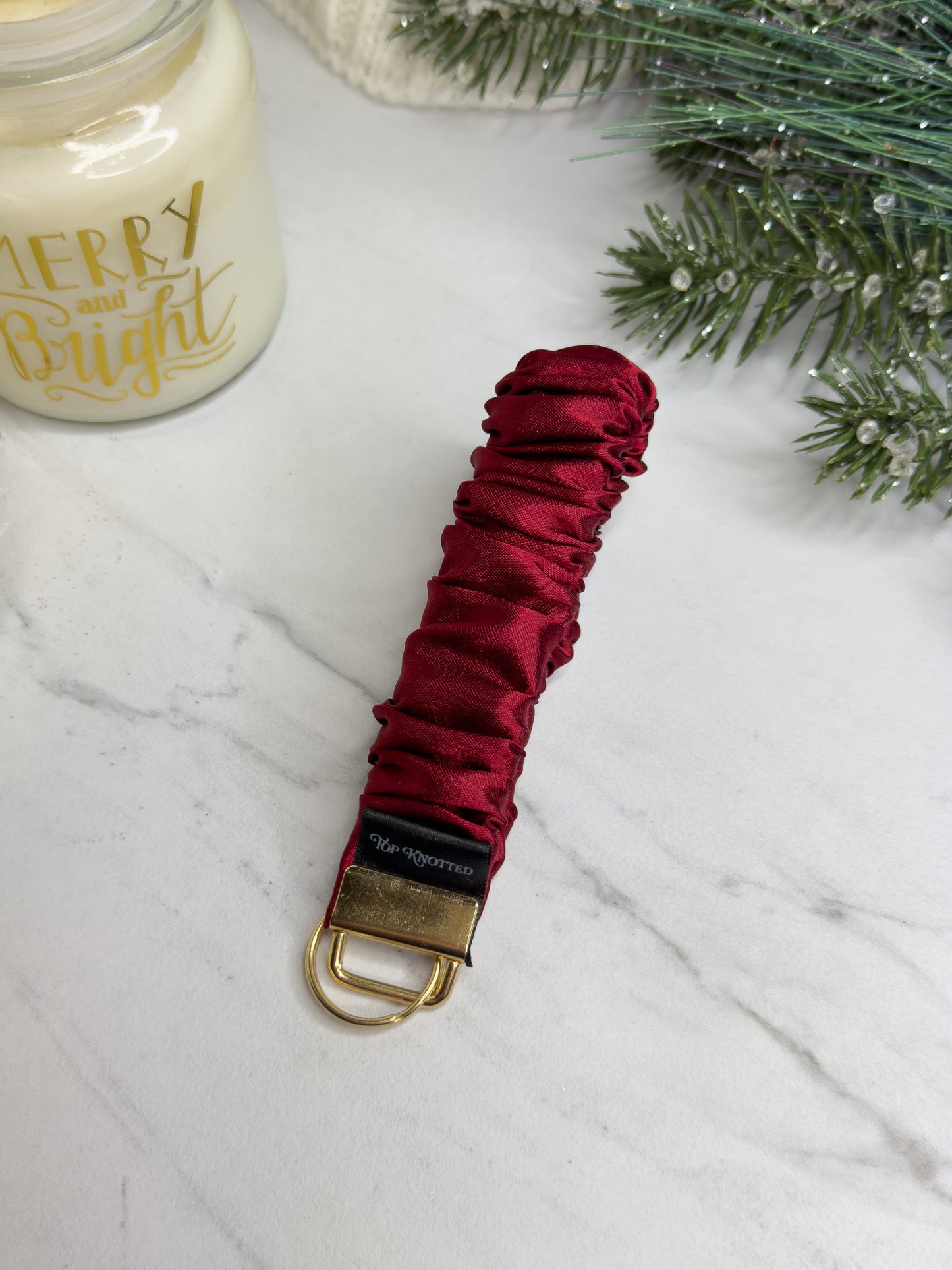 Cranberry Scrunchie Wristlet