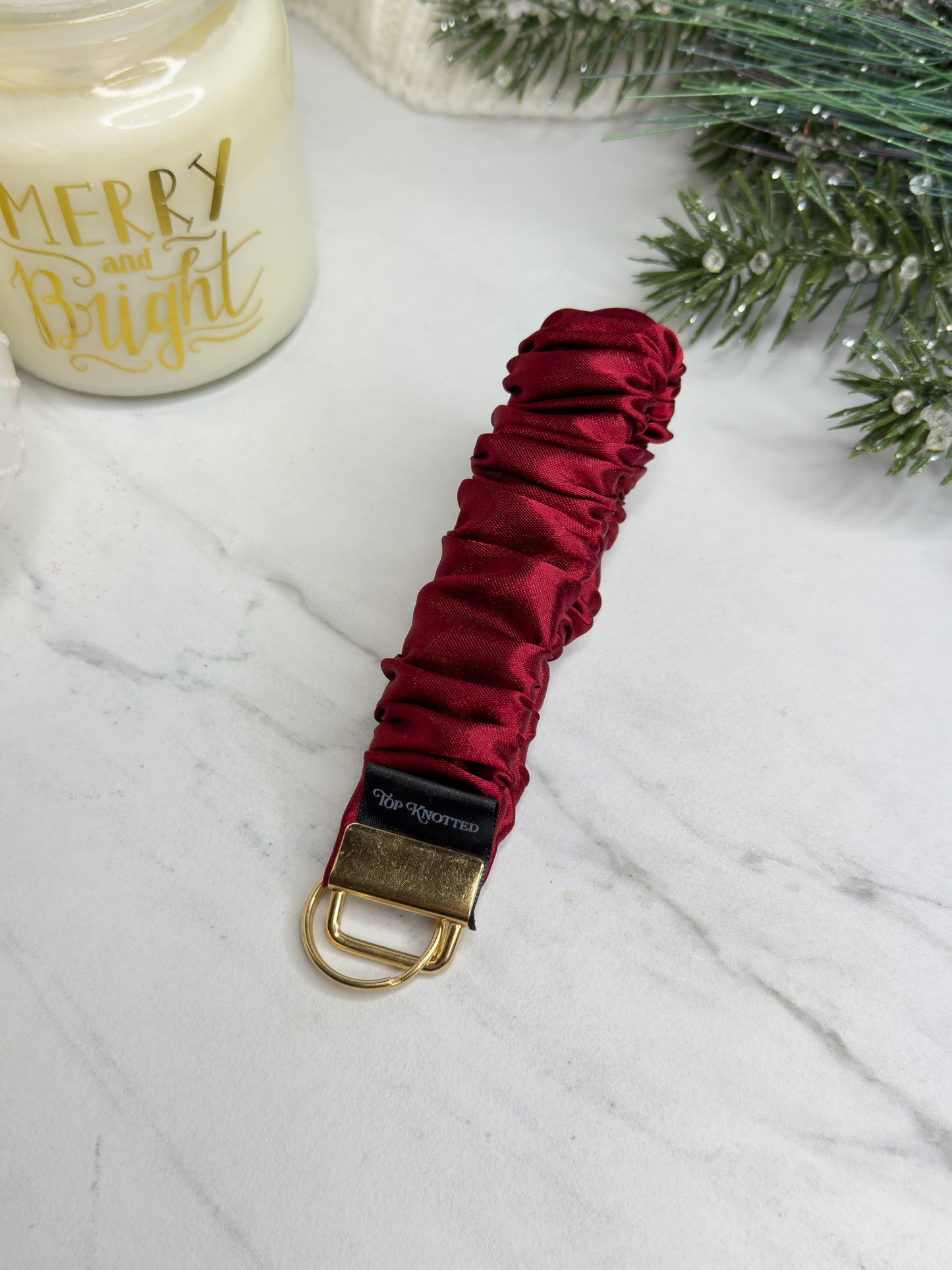 Cranberry Scrunchie Wristlet