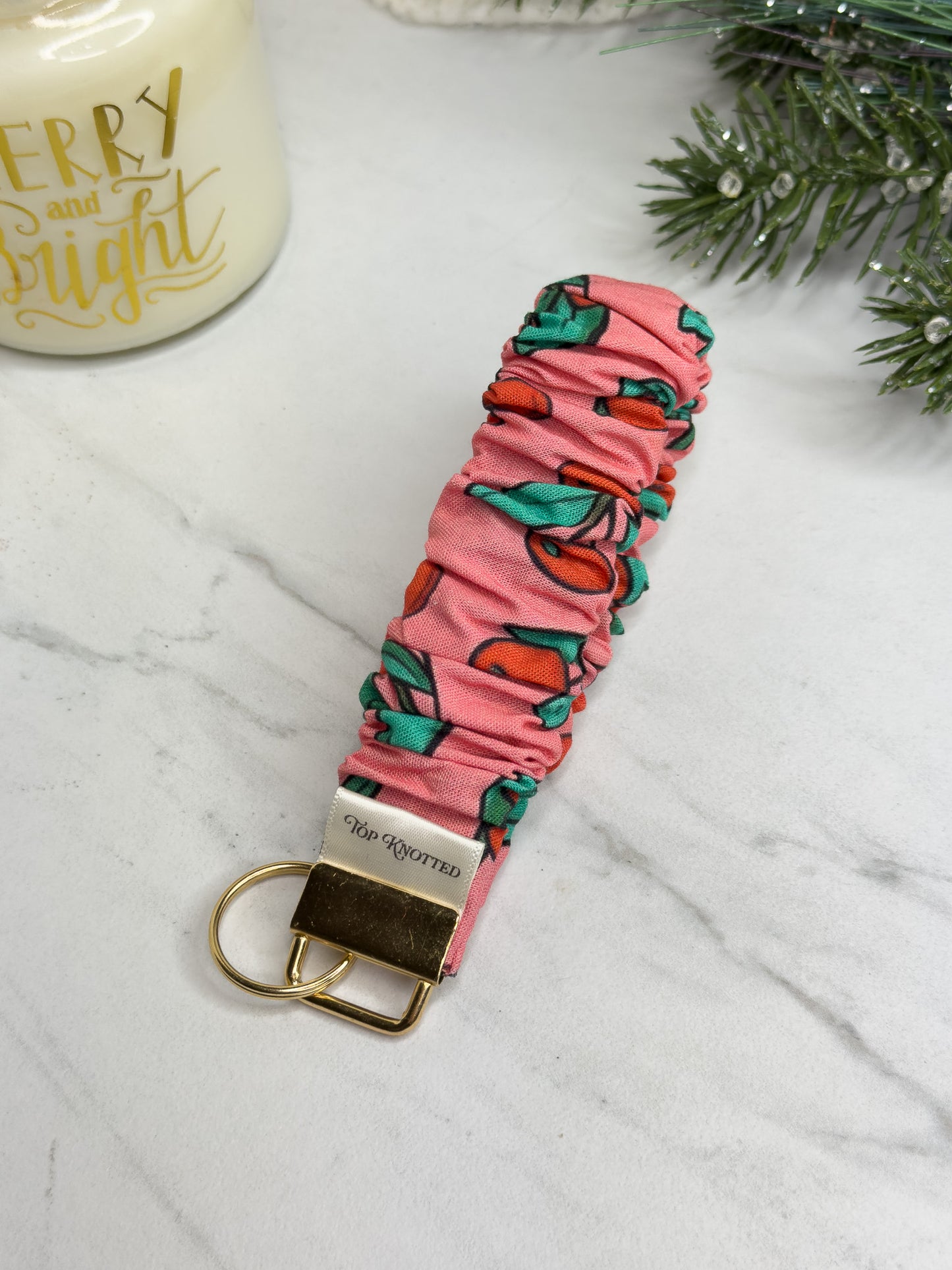 Pink Cranberry Cheer Scrunchie Wristlet