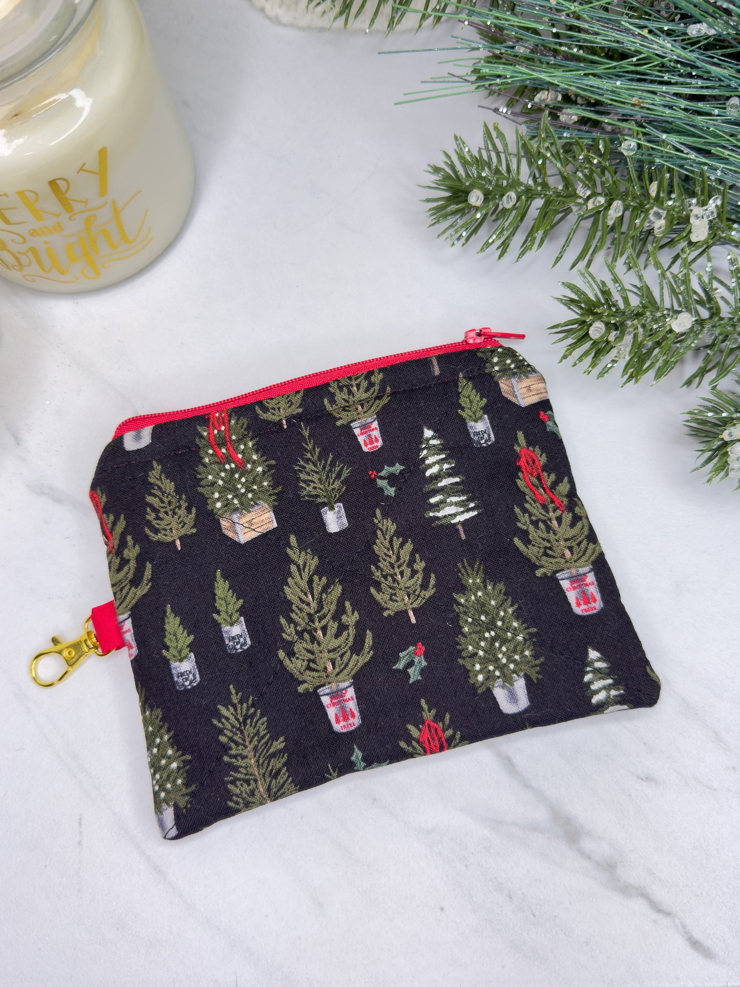 Festive Firs Mini Wallet Keychain