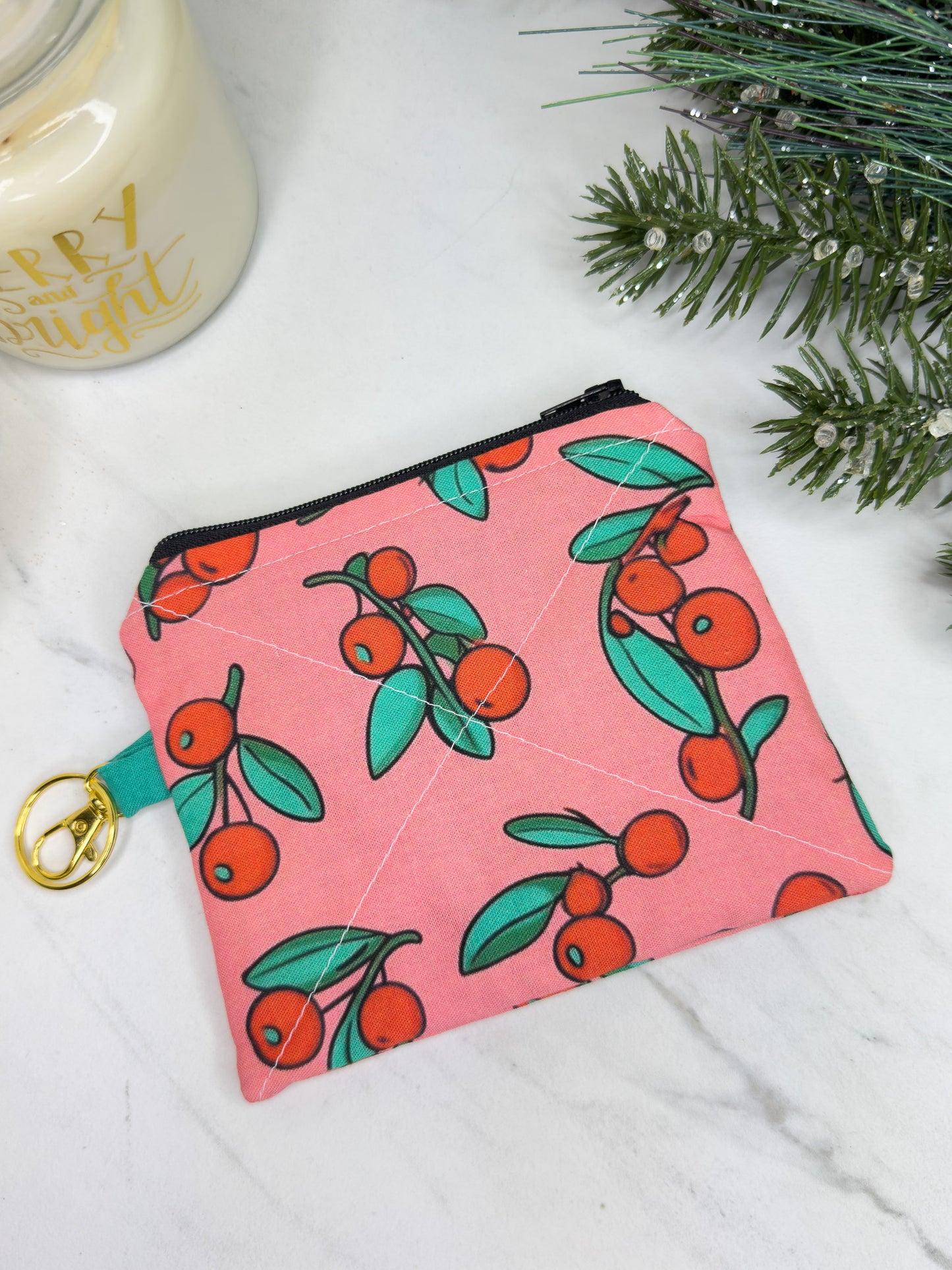 Pink Cranberry Cheer Mini Wallet Keychain