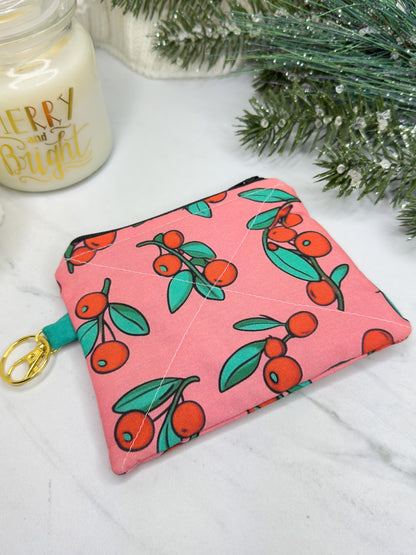 Pink Cranberry Cheer Mini Wallet Keychain
