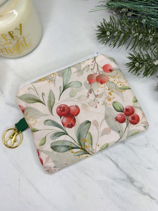 Cranberry Holly Mini Wallet Keychain