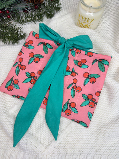 Pink Cranberry Cheer Quilted Book Sleeve