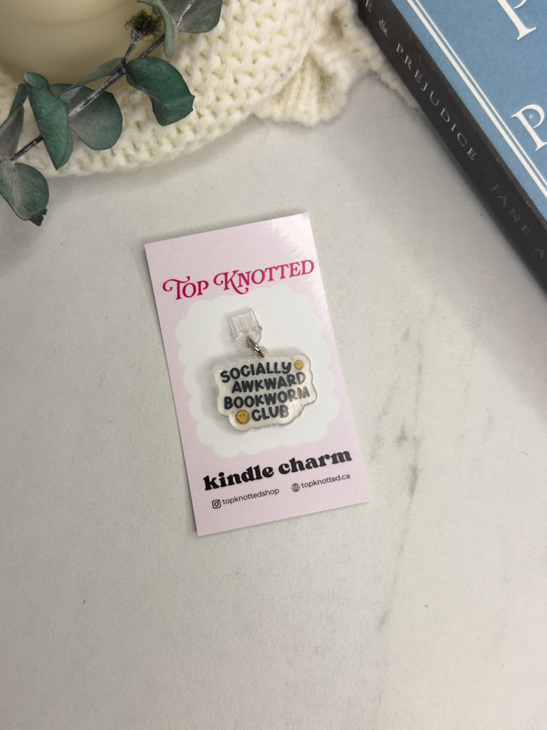 Socially Awkward Bookworm Club Kindle Charm