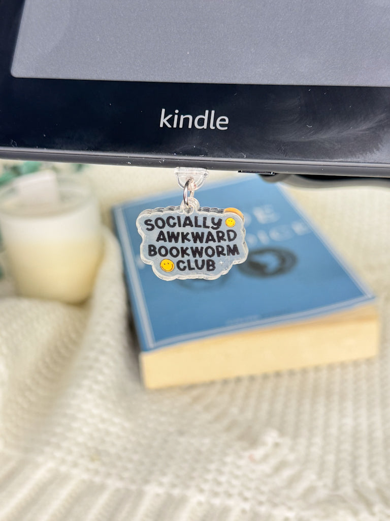Socially Awkward Bookworm Club Kindle Charm