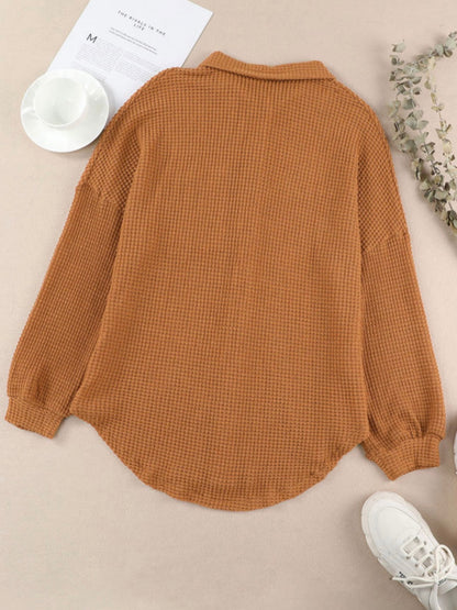 Toasty Texture Burnt Orange Waffle Top