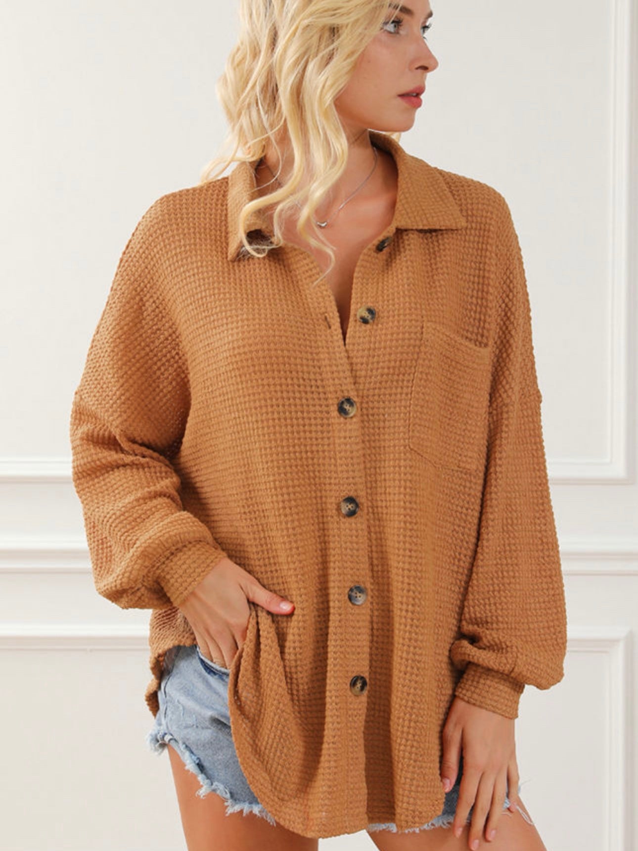 Toasty Texture Burnt Orange Waffle Top