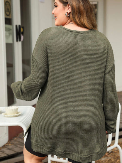 Olive Whisper Waffle Knit Top