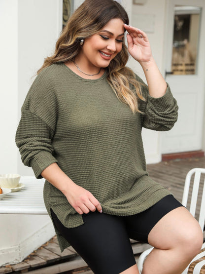 Olive Whisper Waffle Knit Top