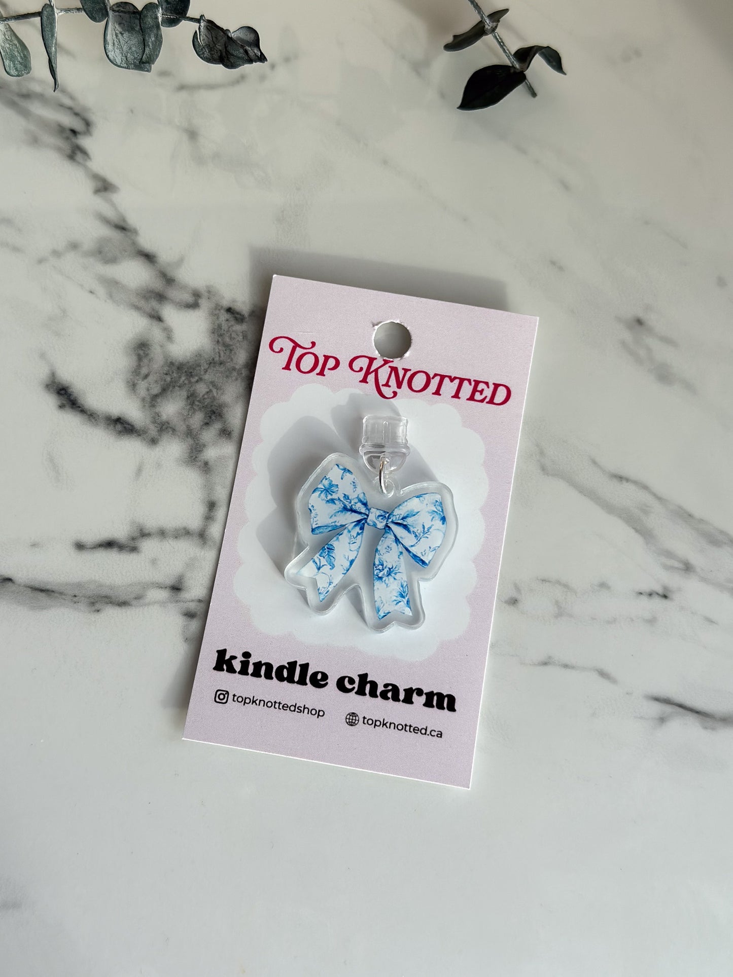 Blue Bow Kindle & USB-C Dust Plug Charm