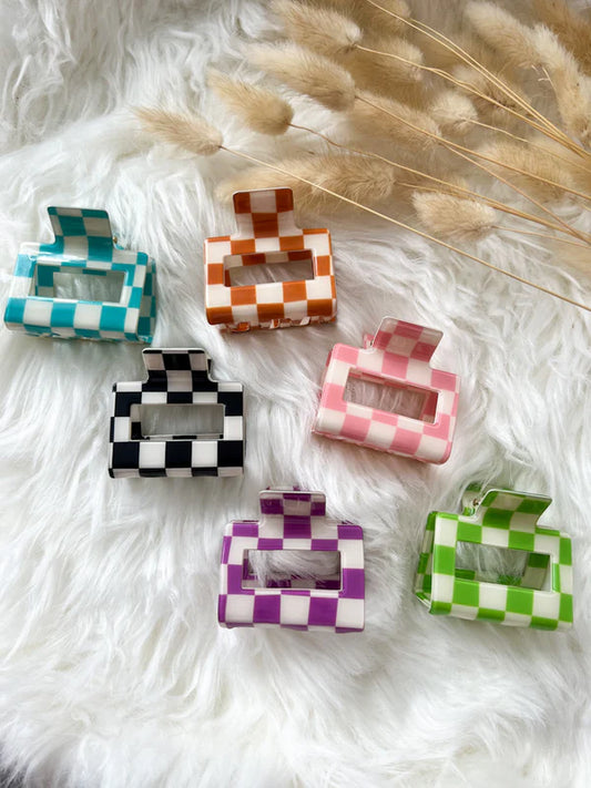 Checkered Petite Claw Clip