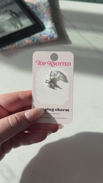 Silver Butterfly Kindle & USB-C Dust Plug Charm