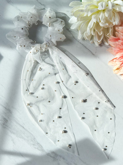 Ivory Pearl Scrunchie Scarf
