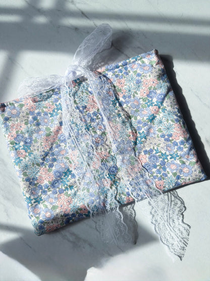 Blushing Blue Garden Quilted Book Sleeve
