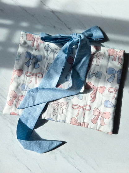 Bow Bliss Quilted Book Sleeve