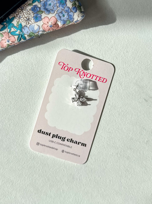 Silver Butterfly Kindle & USB-C Dust Plug Charm