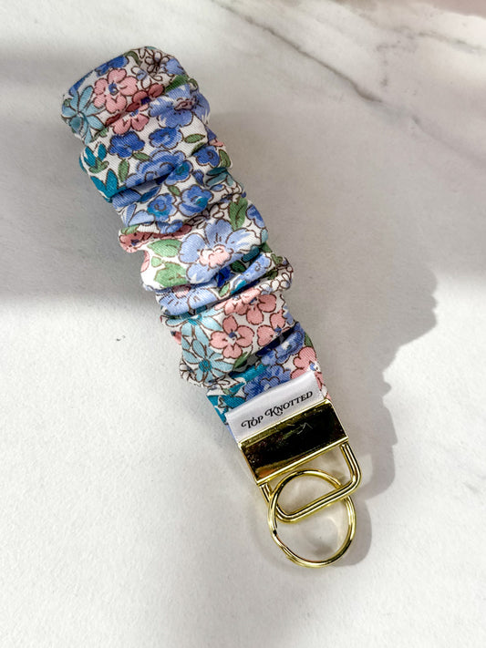Blushing Blue Garden Scrunchie Wristlet