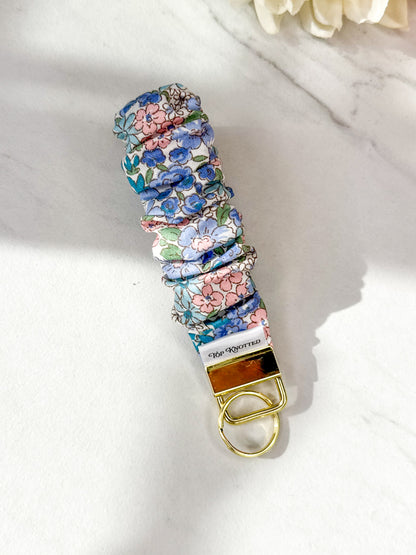 Blushing Blue Garden Scrunchie Wristlet