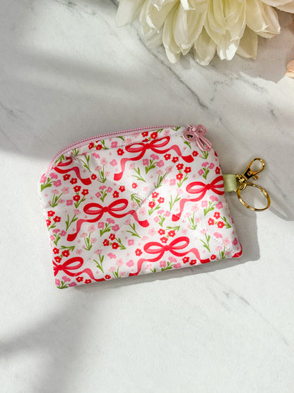 Floral Bow Mini Wallet Keychain