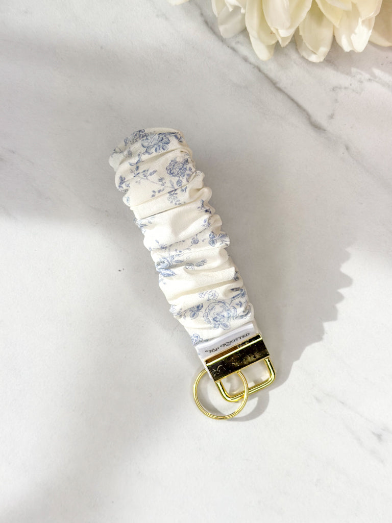 Vintage Toile Scrunchie Wristlet