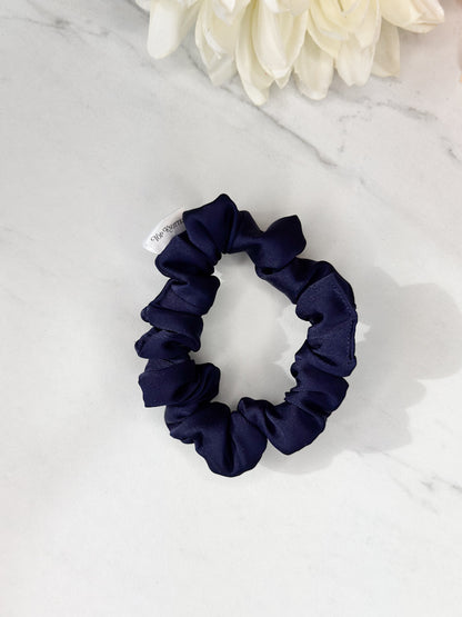 Navy Satin Scrunchie