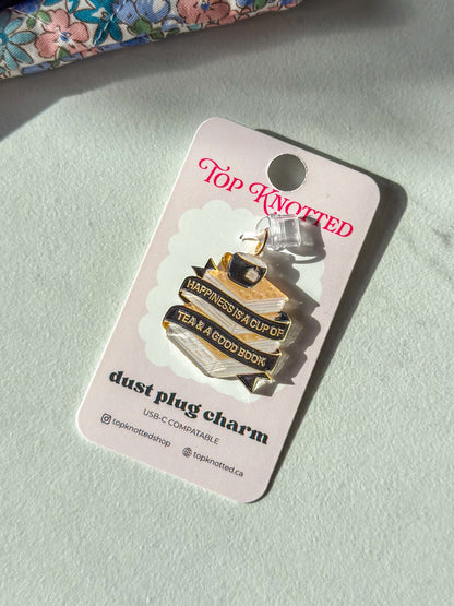 Tea and a Good Book Kindle & USB-C Dust Plug Charm